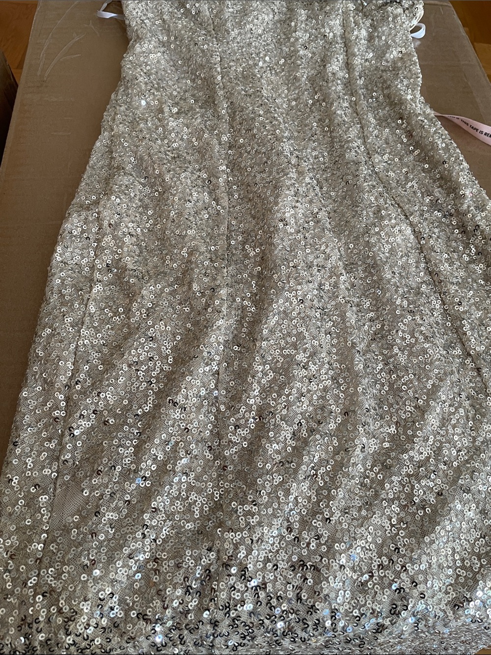Lulus Velenia Champagne Sequin Halter Mermaid Maxi Dress Size Medium NEW W/ Tag - Picture 8 of 9